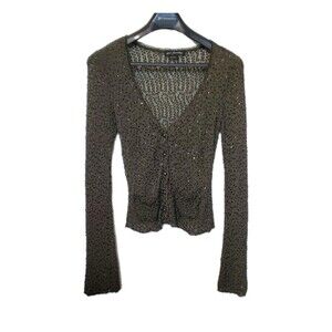 Ann Ferriday Green Sequin Mesh Lace Cardigan One Size Y2K Fairy Grunge Mermaid